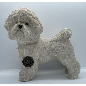 Rare Country Artists Handpainted Bichon Frise heavy large Figure Figurine Dog A